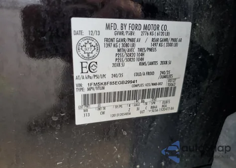 2014 Ford Explorer Limited z USA, uszkodzony, nr VIN 1FM5K8F85EGB29941